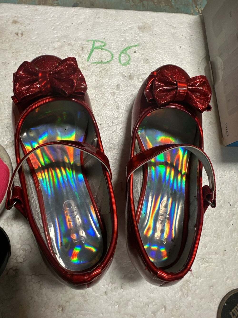 Josmo Girls Red Glitter Bow Mary Jane Dress Shoes Size 12